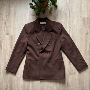 Vintage Women’s 100% Wool Chocolate Brown Double Breasted Blazer